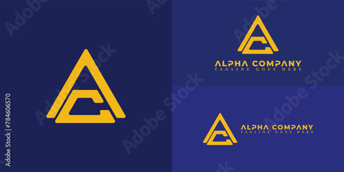 Abstract initial letter AC or CA logo in yellow color isolated on multiple background colors. The logo is suitable for business and consulting company logo icons to design inspiration templates.