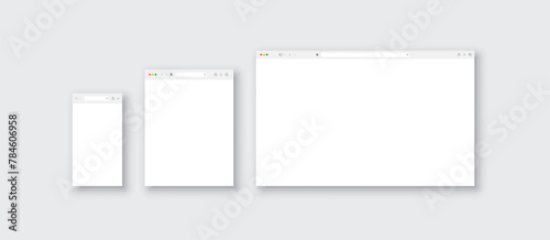 Blank window browser template. Browser mockup for laptop, tablet and phone. Vector EPS 10