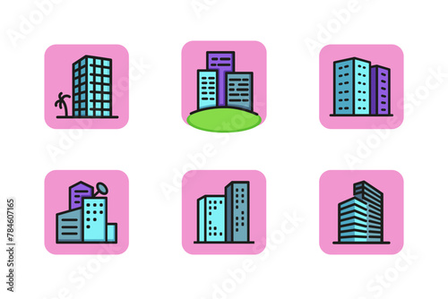 Builldings line icon collection. Skyscraper, high-rise office, housing complex, unique construction. Architecture set concept. Can be used for topics like real estate, megapolis, urban area