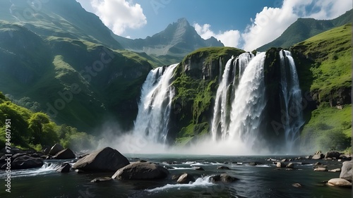 waterfall in the mountains