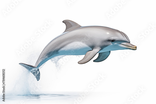 Dolphin over isolated white background. Animal