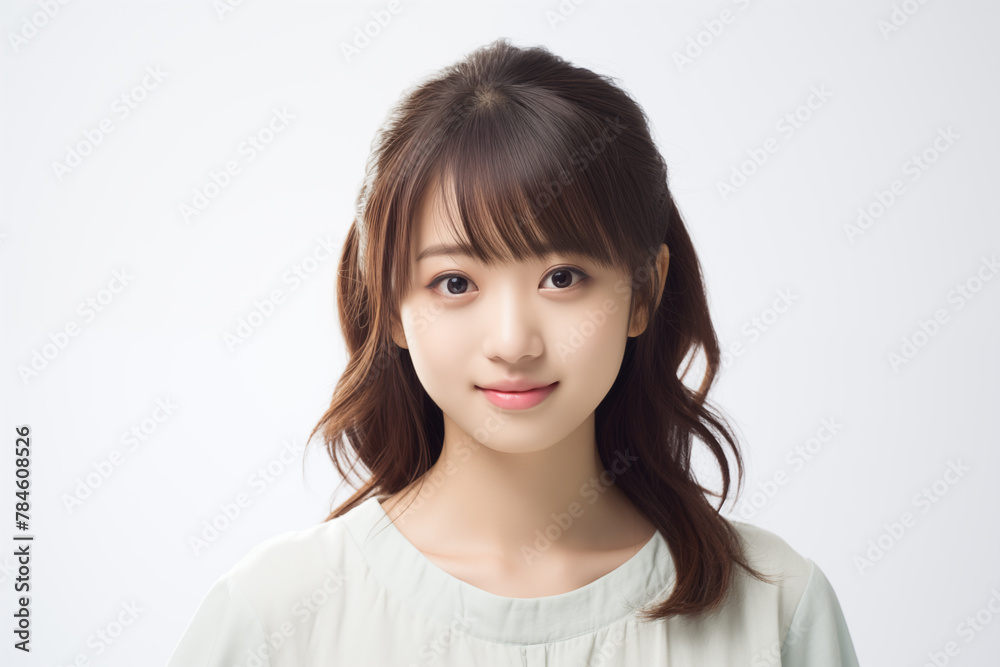 Teen pretty Japanese girl over isolated white background Teen pretty Japanese girl over isolated white background