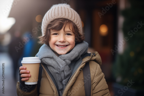 Little brunette kid at outdoors holding a chocolate © luismolinero