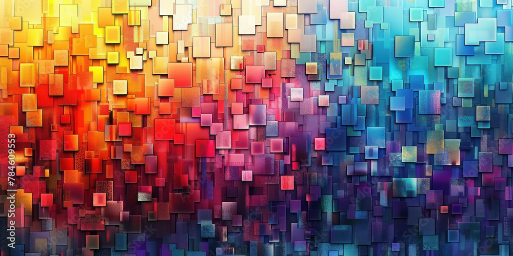Colorful Geometric Abstract Background with Multicolored Squares and Shapes in the Backdrop