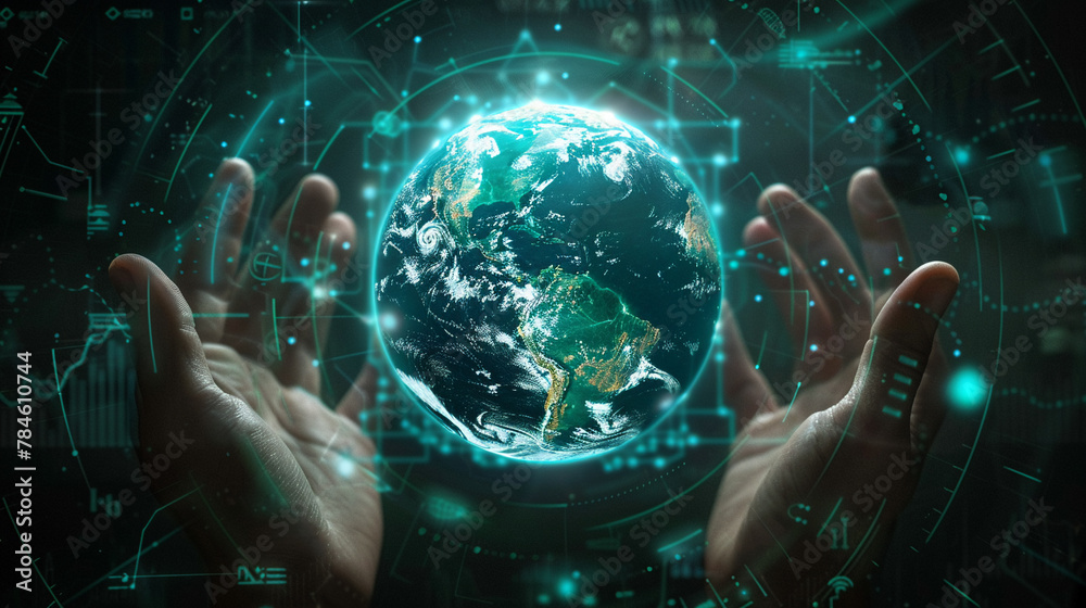 Hands navigating a global data interface with targets and analytics floating in digital space. Hands navigating a global data interface with targets and analytics floating in digital space.
