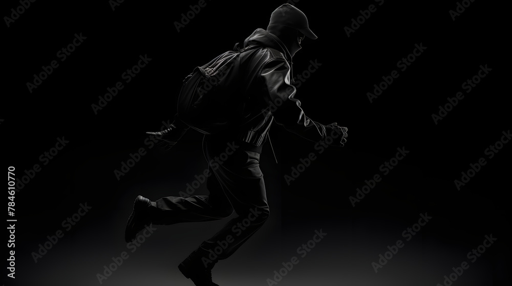 Thief silhouette criminal icon 3d