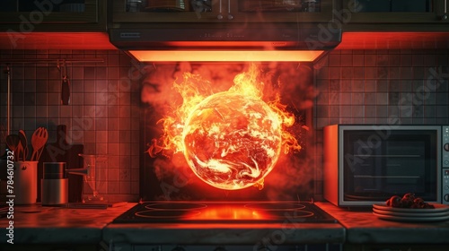 Fiery Sphere in Kitchen
