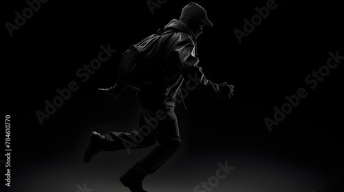 Thief silhouette criminal icon 3d