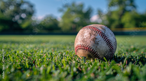 Baseball on Lush Green Field