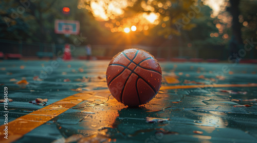 Basketball on Top of Basketball Court