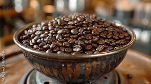 Bowl of Coffee Beans on Table