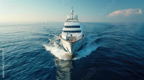Large White Boat Sailing in the Middle of the Ocean