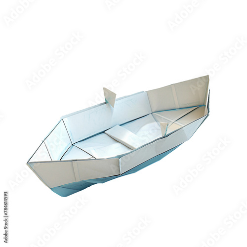 Paper boat, transparent background, isolated image, generative AI