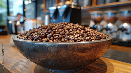 Bowl of Coffee Beans on Table