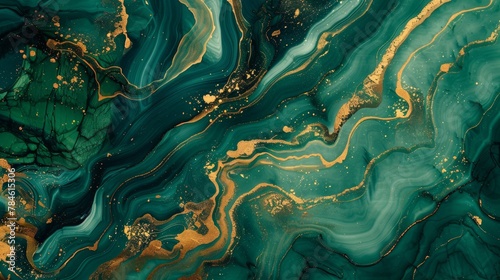 Green and gold marble close-up background