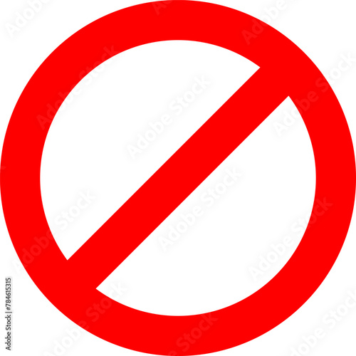 Sign forbidden. Icon symbol ban. Red circle sign stop entry ang slash line isolated on transparent background. Mark prohibited. 