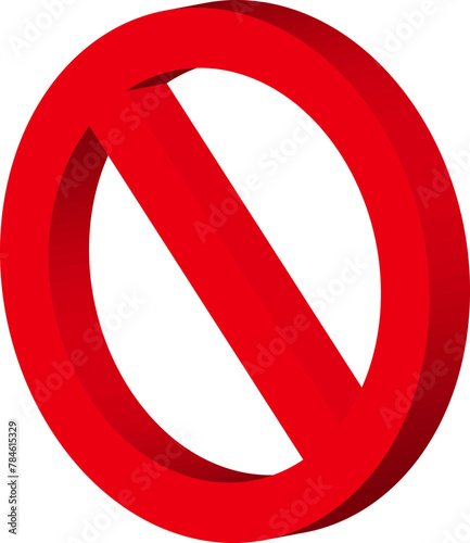 3d Sign forbidden. Icon symbol ban. Red circle sign stop entry ang slash line isolated on transparent background. Mark prohibited.
