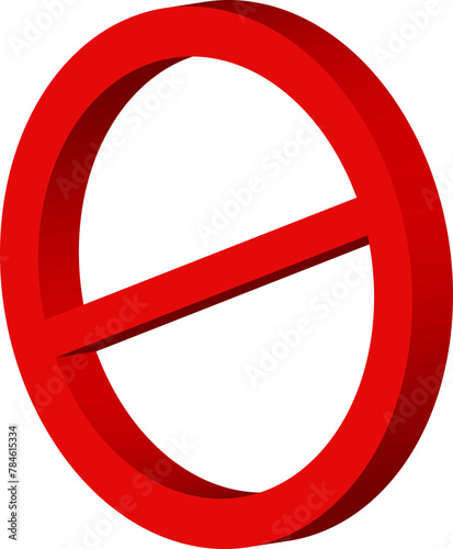 3d Sign forbidden. Icon symbol ban. Red circle sign stop entry ang slash line isolated on transparent background. Mark prohibited.
