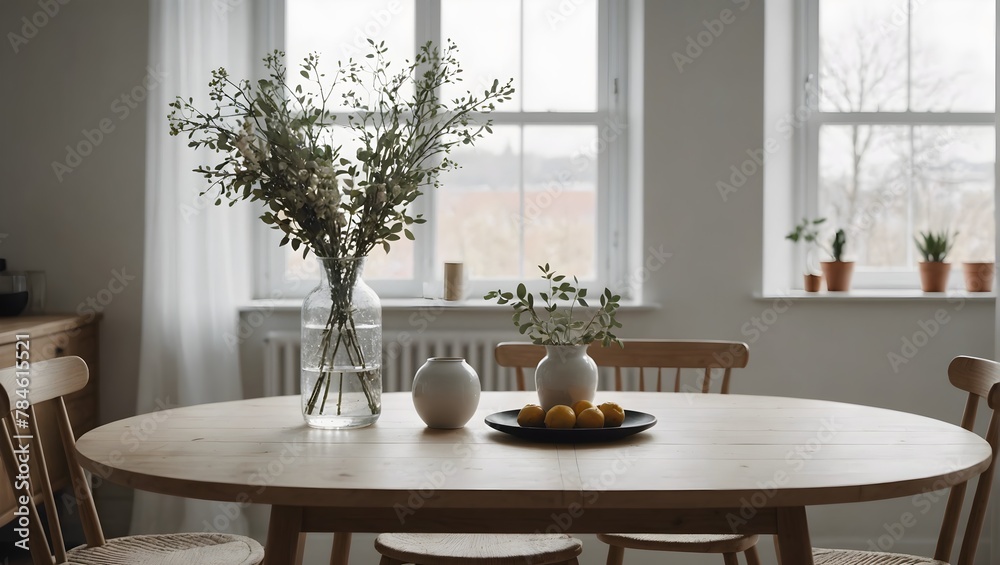 Clean Aesthetic Scandinavian style table with decorations. Zen. Spiritual	