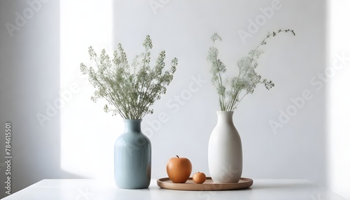 Clean Aesthetic Scandinavian style table with decorations. Zen. Spiritual  © Gia