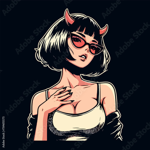 Lofi sexy devil girl illustration © Aryasakti