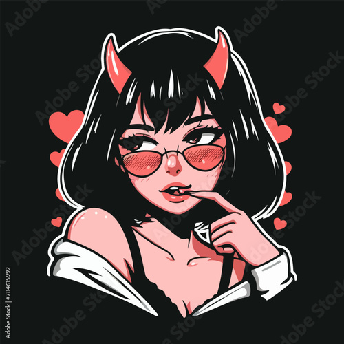 Lofi sexy devil girl illustration © Aryasakti