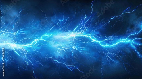 lightning . Blue lightning flash on black background. stormy weather