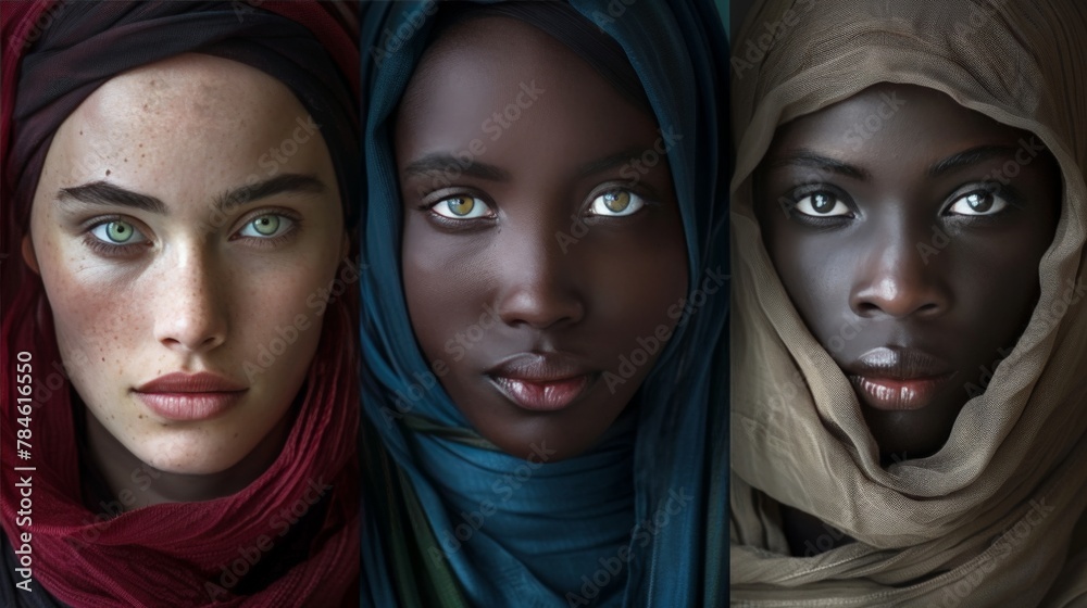 A series of portraits capturing the unique beauty of individuals from various ethnicities, each face a testament to the story and resilience of their heritage. A series of portraits capturing the unique beauty of individuals from various ethnicities, each face a testament to the story and resilience of their heritage.