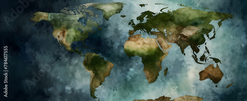 Earth Day Watercolor: Ultra Realistic Gaia Palette Depiction of Earth from Space in Blues and Greens - Perfect for Wallpaper, Greeting Cards, and More!