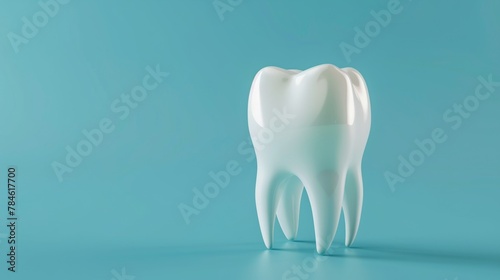 Tooth model on blue background