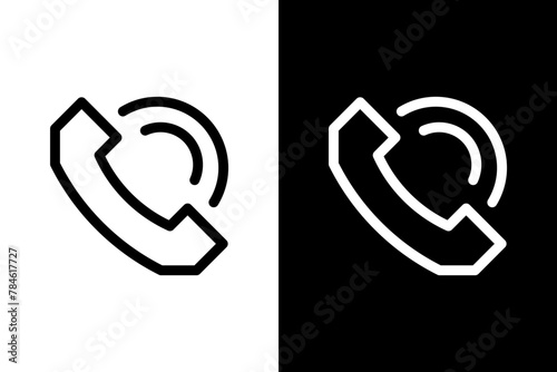 simple symbol ringing phone white black outline icon