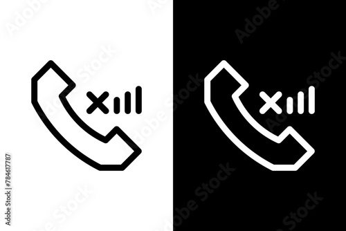 simple symbol phone not signal white black outline icon