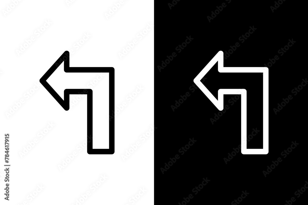 arrow turn left black outline icon arrow turn left black outline icon