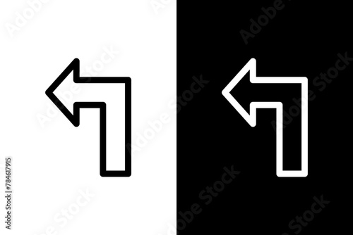 arrow turn left black outline icon