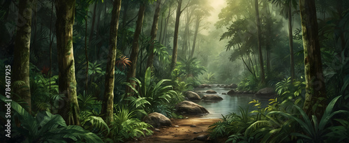 Earth Day Watercolor Wallpaper  Ultra-Realistic Rainforest Rhapsody