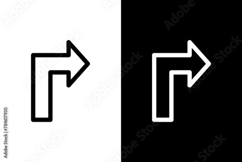 arrow turn right black outline icon