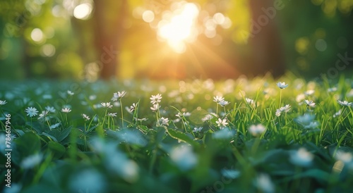 Sun Shines Through Trees and Grass