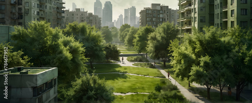 Ultra Realistic Urban Green Watercolor: Earth Day Greeting Cards and Wallpaper Themes with Adaptability Nod to Urban Spaces.