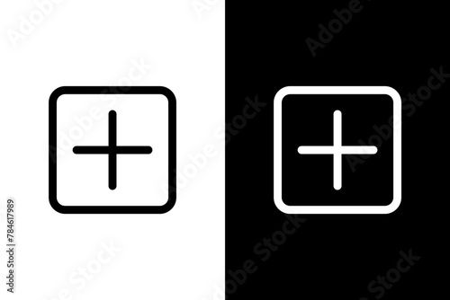 button add remove white black outline icon photo