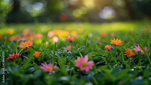 Flowers Scattered Across the Grass