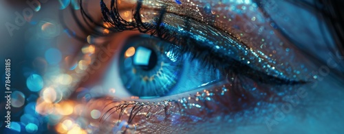 Close Up of a Persons Blue Eye photo