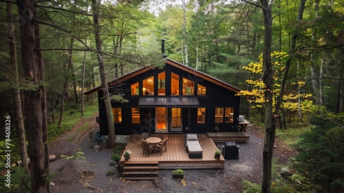 A staycation retreat in a cozy cabin nestled in the heart of a nearby forest  offering a peaceful escape with all the comforts of home.