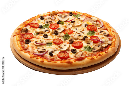 delicious pizza on isolated chroma key background