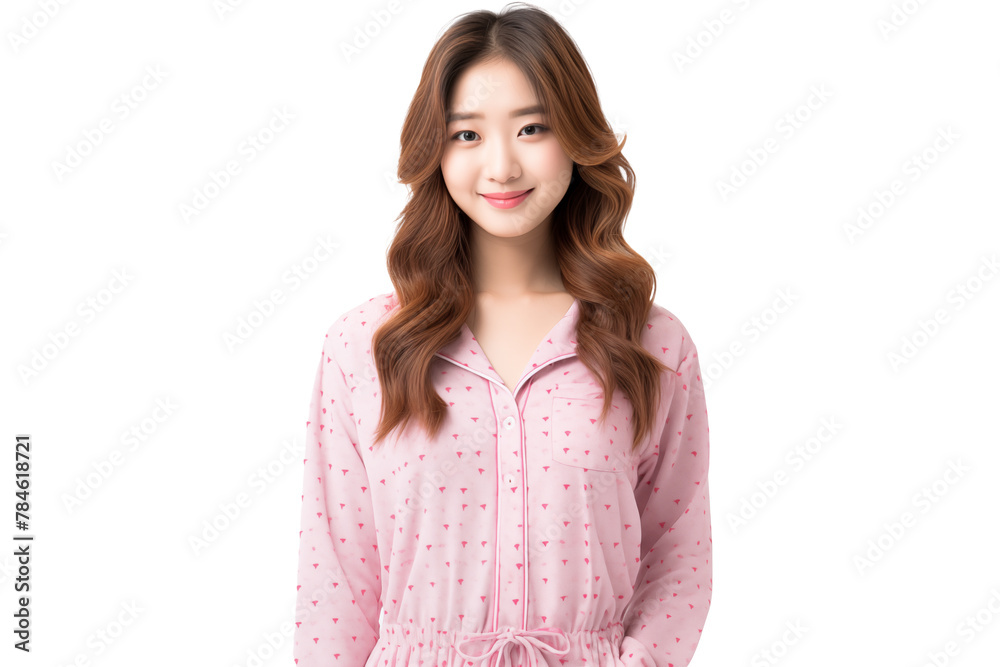 Teen pretty Japanese girl in pajamas on isolated chroma key background Teen pretty Japanese girl in pajamas on isolated chroma key background