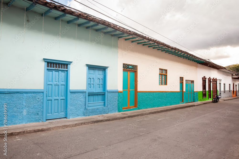 Beautiful streets at the historical downtown of the heritage town of Salamina located at the Caldas department in Colombia. Beautiful streets at the historical downtown of the heritage town of Salamina located at the Caldas department in Colombia.