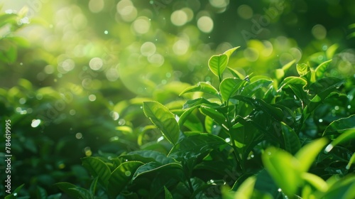 Green tea hill, Green tea leaves at the tea plantation