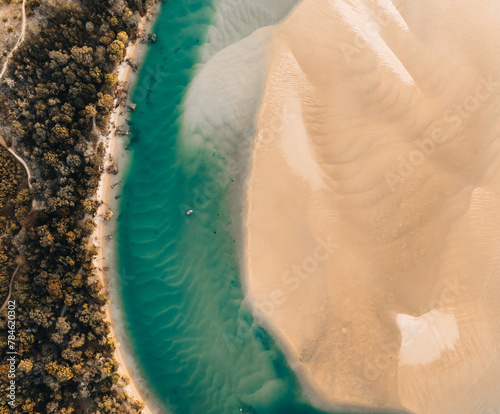 Aerial Drone view of Noosa River, Byron Gold Coast Sunshine Coast, Australia. photo