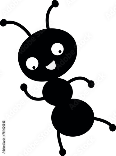 Ant icon sign. Black insect silhouette vector.
