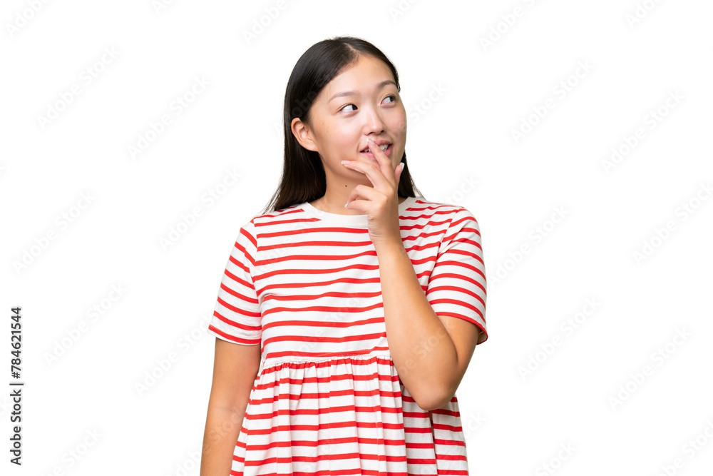Young Asian woman over isolated background with an expression of frustration and not understanding Young Asian woman over isolated background with an expression of frustration and not understanding