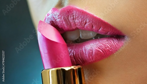 Generated image of pink lipstick make up close up
